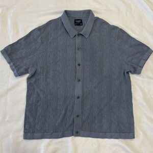 Abercrombie Fitch Sweater Polo Mens XL Blue Stitch Knit Old Money Preppy